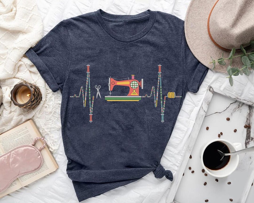 Sewing Machine Heartbeat T-shirt: Craft Lover Graphic Tee - Etsy