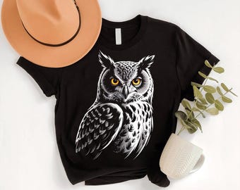 Realistic Owl Graphic Shirt: Nocturnal Bird Lover Tee