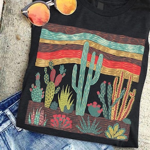 Retro Desert Cactus Shirt: Southwest Boho Plant Lover Tee