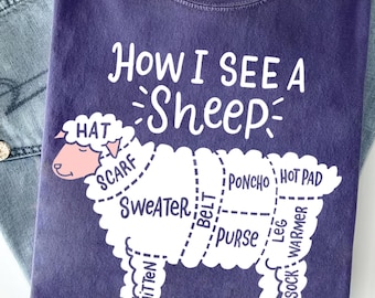 Funny "How I See a Sheep" Knitting T-Shirt: Yarn Lover Gift