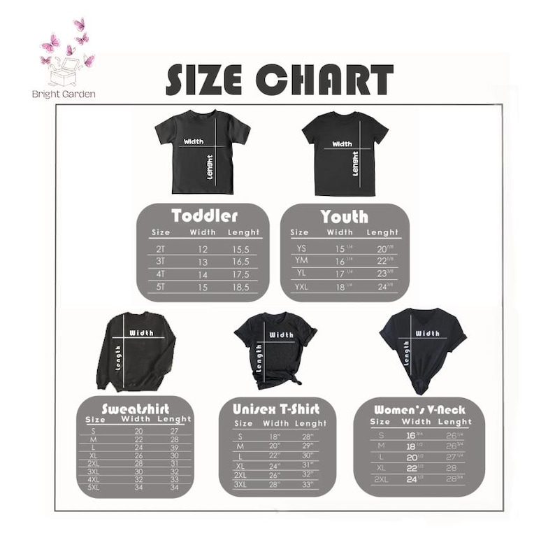 the size chart for a t - shirt