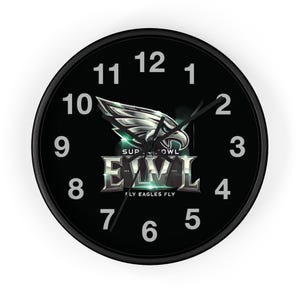 Super Bowl Eagles Wall Clock: NFL Sports Fan Home Decor