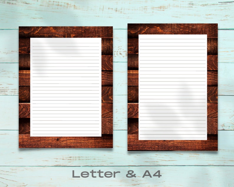 Woodgrain Printable Stationery Set, Printable Stationary Paper, Downloadable Letter Writing, Printable Journal Pages, Printable Stationary image 3