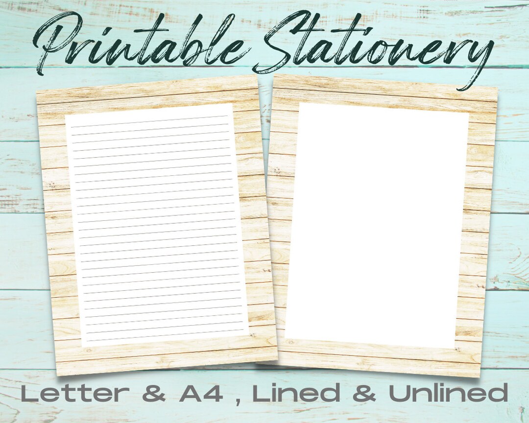 Woodgrain Printable Stationery Set, Printable Stationery Paper ...