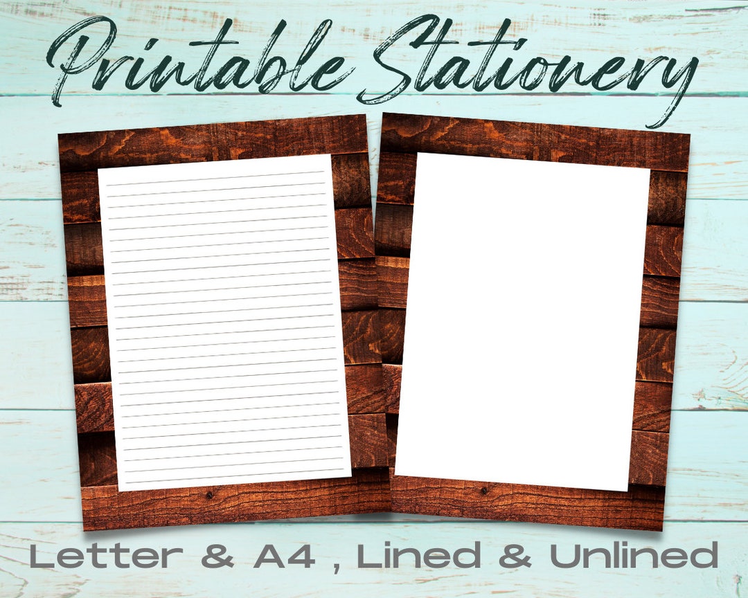 Woodgrain Printable Stationery Set, Printable Stationary Paper ...