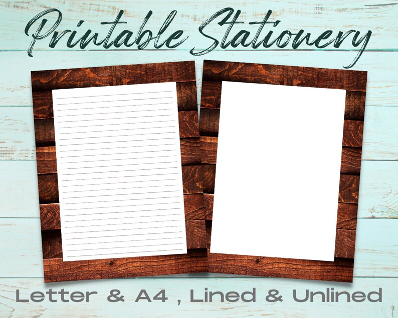 Woodgrain Printable Stationery Set, Printable Stationary Paper, Downloadable Letter Writing, Printable Journal Pages, Printable Stationary image 1