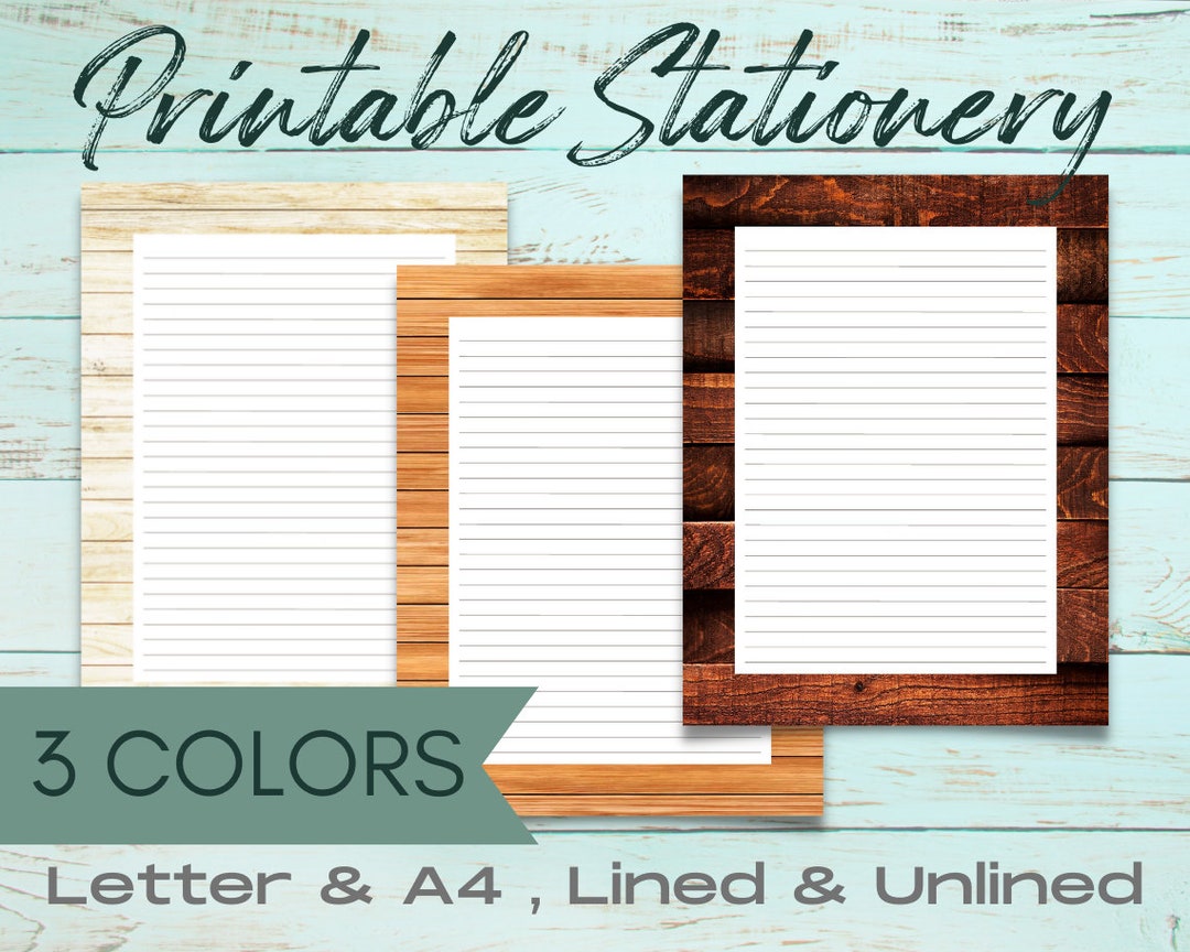Woodgrain Printable Stationery Set, Printable Stationary Paper ...
