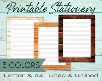 Woodgrain Printable Stationery Set, Printable Stationary Paper, Downloadable Letter Writing, Printable Journal Pages, Printable Stationary