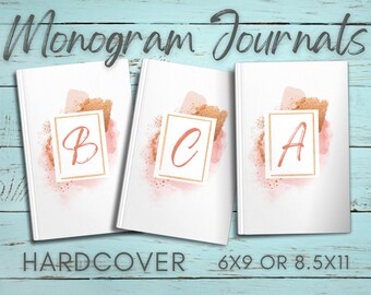 Rose Gold Monogram Journal, Personalized Journal, Monogrammed Notebook, Personalized Notebook, 6x9 Journal Hardcover Journal 8.5x11