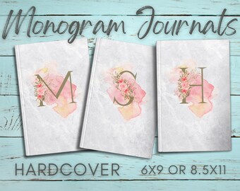 Floral Monogram Journal, Personalized Journal, Monogrammed Notebook, Personalized Notebook, 6x9 Journal Hardcover, Journal Hardcover 8.5x11