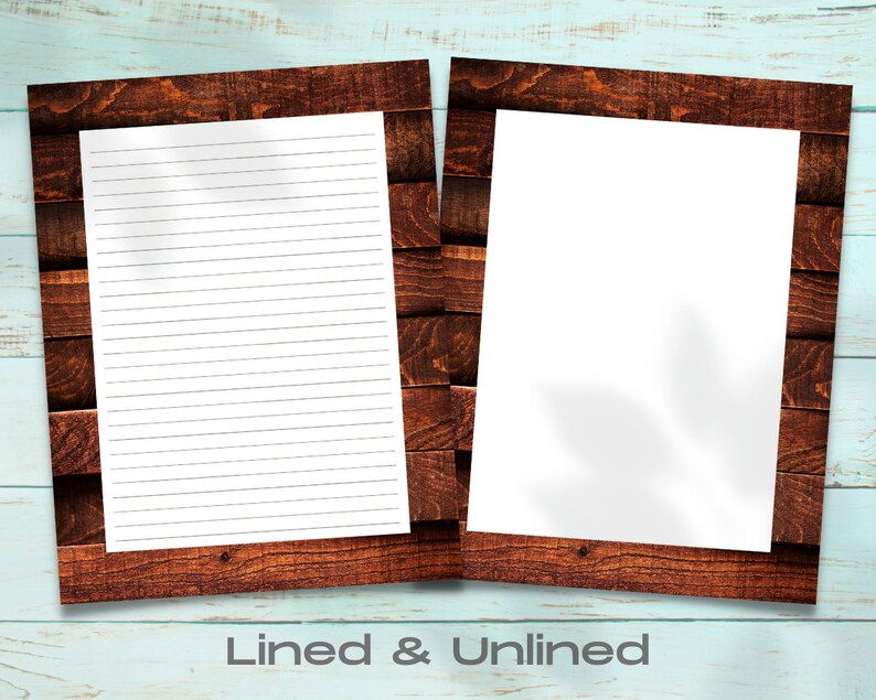 Woodgrain Printable Stationery Set, Printable Stationary Paper, Downloadable Letter Writing, Printable Journal Pages, Printable Stationary image 2