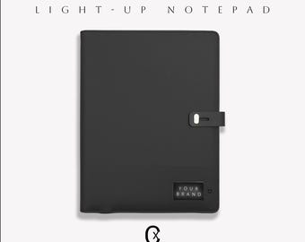 Custom Logo Portfolio with Power Bank • Light-Up Notepad •Executive Business Gift •10,000mAh Charging Notebook •Personalized Corporate Gifts