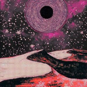 SIGNED MATTED PRINT 11x14 Dune art painting fantasy sci-fi dark cosmic space original landscape starry moon