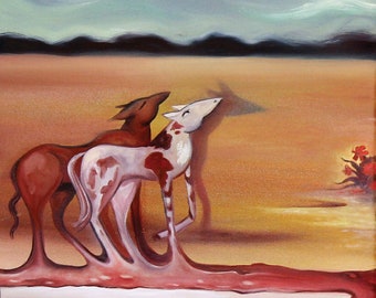 SIGNED MATTED PRINT 11x14" desert landscape wild horses boho bohemian art oil painting free spirited modern western pop whimsical