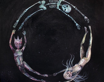 Signed Art Print: "Cycles" Dark Figurative Painting