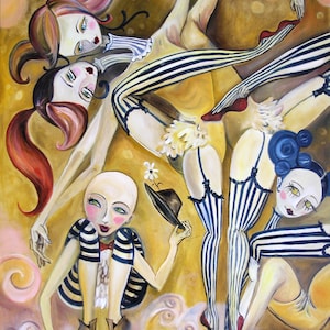 Contortionists Art Print: Vintage Circus Performers, Signed & Matted (11x14)