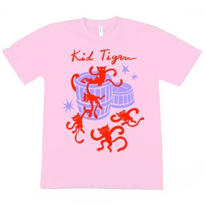 Pink &#39;Barrel of Tigers&#39; Graphic Tee - Kid Tigrrr Original Indie Art