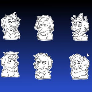 Digital Dog Furry Sticker Bases, Canine Furry Sticker Bases - 6 stickers - PSD files - Pack 2