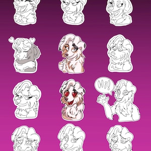 Digital Female Dog Furry Sticker Bases - 12 stickers - PSD files