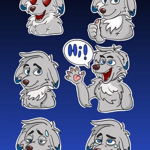 Digital Furry Sticker Bases, Canine, Dog Sticker Bases - 6 stickers - PSD files - Pack 1