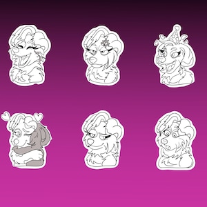 Digital Female Dog Furry Sticker Bases - 6 stickers - PSD files - Pack 1