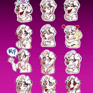 Digital Dog Furry Sticker Bases, Female Dog Sticker Bases - 12 stickers - PSD files