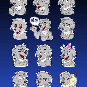 Digital Dog, Furry, Canine Sticker Bases - 12 stickers - PSD files
