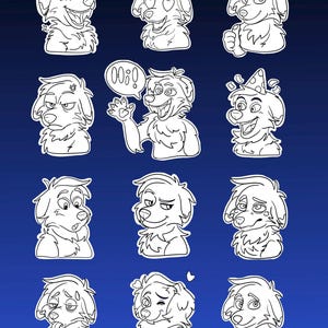 Digital Dog Furry Sticker Bases - 12 stickers - PSD files