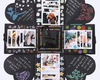 DIY Exploding Photo Album / 4-Sided Surprise Box / Customizable Photo Box / Birthday Gift for Couples / Creative Gift for Special Occasions