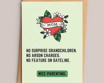 Funny Mother's Day Card - Nice Parenting, No Dateline