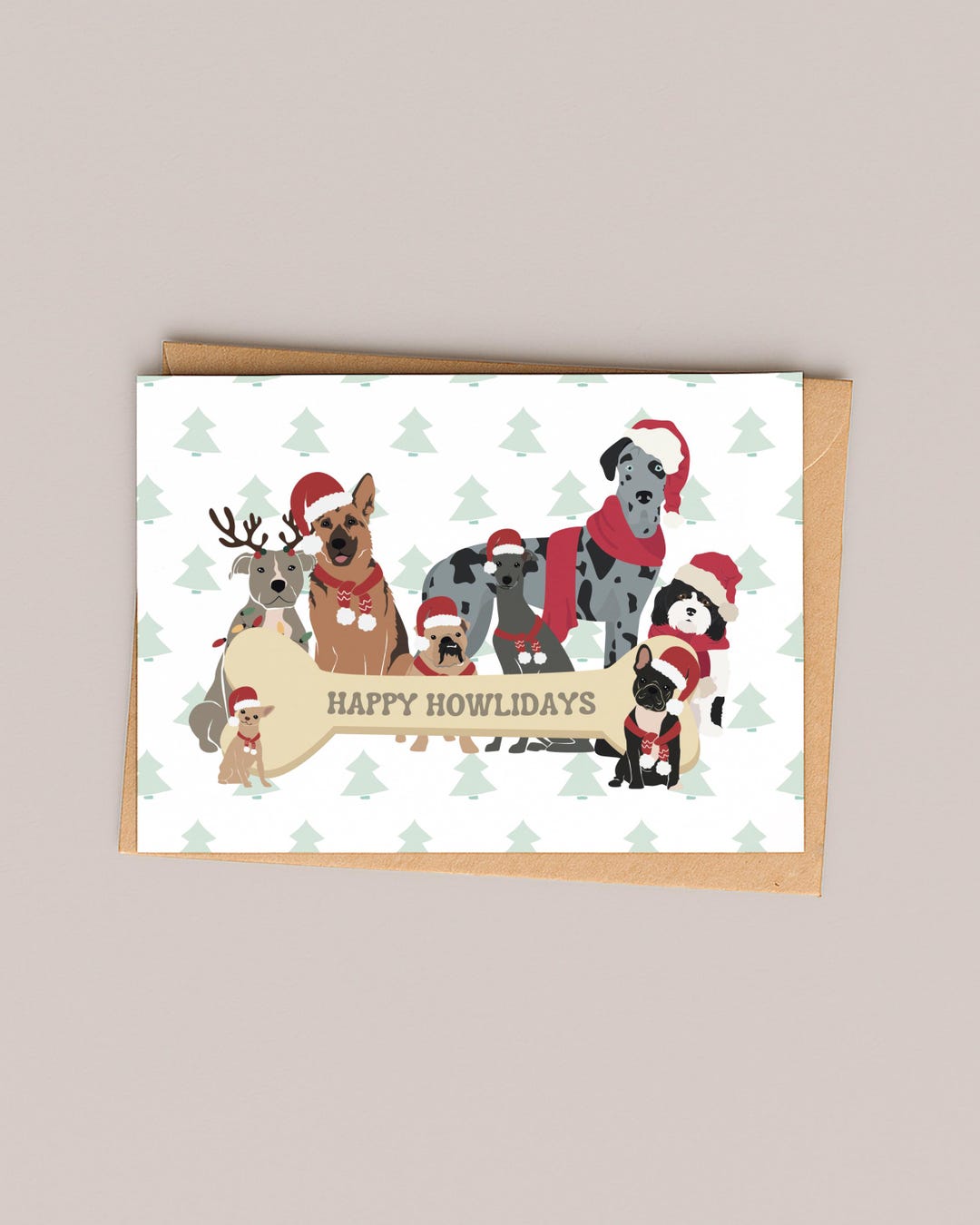 Happy Howlidays Dog Christmas Card - Dog Lover Holiday Greeting - Etsy