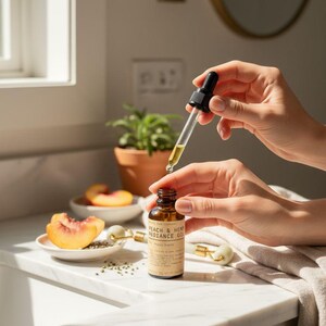Natural Facial Oil Serum – Hydrating Peach & Hemp Blend for Sensitive, Oily Skin, Vegan, Cruelty-Free, Perfect Gift image 3