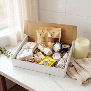 Birthday Cozy Spa Gift Box | Merino Wool Socks, Bath Soaks, Candle, Organic Lip Balm & Pillow Mist | Relaxation Gift Set