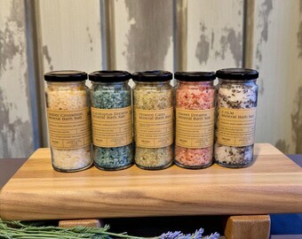 Handmade Scented Bath Salts – Natural Spa Gift, Reusable Glass Jar