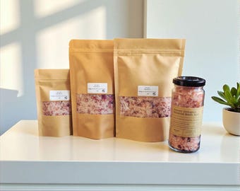 Handmade Scented Bath Salts | Himalayan, Epsom & Dead Sea Salt Soak with Dried Botanicals | Relaxing Spa Gift for Her