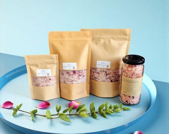 Natural Bath Salts Collection – Himalayan, Epsom, Dead Sea Soak with Pure Essential Oils, Botanicals, 4 Sizes, Relaxing Gift
