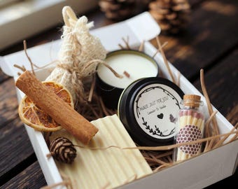 Handgjord vegansk tvål presentset: Sojaljus, Eukalyptus Spa