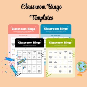 Classroom Bingo Templates x4 Pages