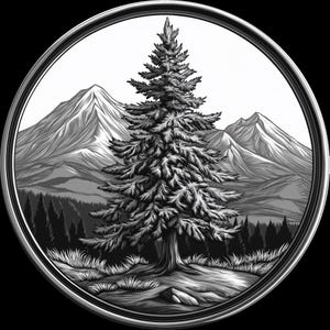Pine tree coin 3d embossing files, fiber laser engraving designs , coin engraving depth map laser cut file design. depth map
