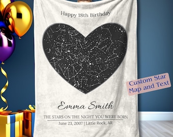 Manta con mapa estelar de cumpleaños de mamá, manta polar personalizada con cielo nocturno para hijo o hija, regalo de las estrellas de la noche en que naciste.