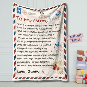 Cobertor personalizado para a mãe, cobertores personalizados, presente para a mãe, presentes para o dia das mães, presentes para a mãe, carta para a mãe, presentes para a mãe de filha e filho