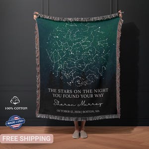 Sobriety anniversary gift, custom star map, addict recovery gift, sobriety gifts for women, personalized blanket, encouragement gift, cotton