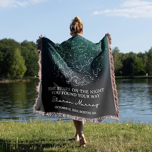 Cadeau d'anniversaire de sobriété, carte des étoiles personnalisée, cadeau de récupération de toxicomane, cadeaux de sobriété pour femme, couverture personnalisée, cadeau d'encouragement, coton