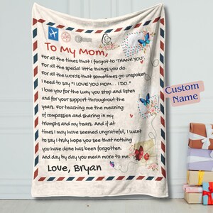 Cobertores de Mãe do Filho, Presentes de Dia das Mães, Presentes Personalizados do Filho. Presentes para Mãe, Carta para Mãe, Presentes de Mãe do Filho, Cobertor Personalizado