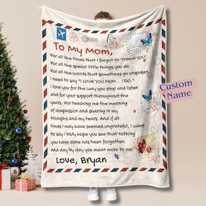 Cobertor personalizado para a mãe, cobertores personalizados, presente para a mãe, presentes para o dia das mães, presentes para a mãe, carta para a mãe, presentes para a mãe de filha e filho