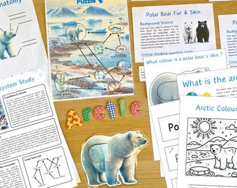 Arctic Unit Study - Montessori Teaching Resource - Arctic Animals Worksheets -  Homeschooling Biology - Ecosystems & Environment Study Pack
