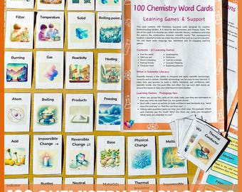 Chemistry Flash Cards - Primary & Elementary Science - 100 Key Words - Printable Home Schooling Resource - Learning Games