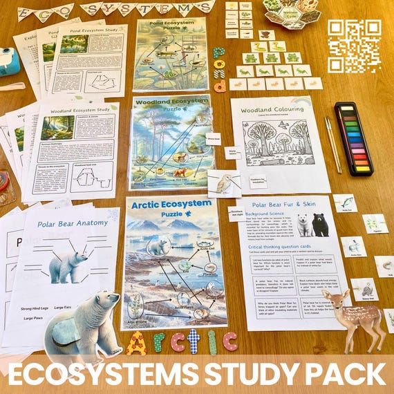 Exploring Ecosystems Unit Study - Nature Learning Bundle - Busy Book Activity - Printable Biology Homeschool Resource
