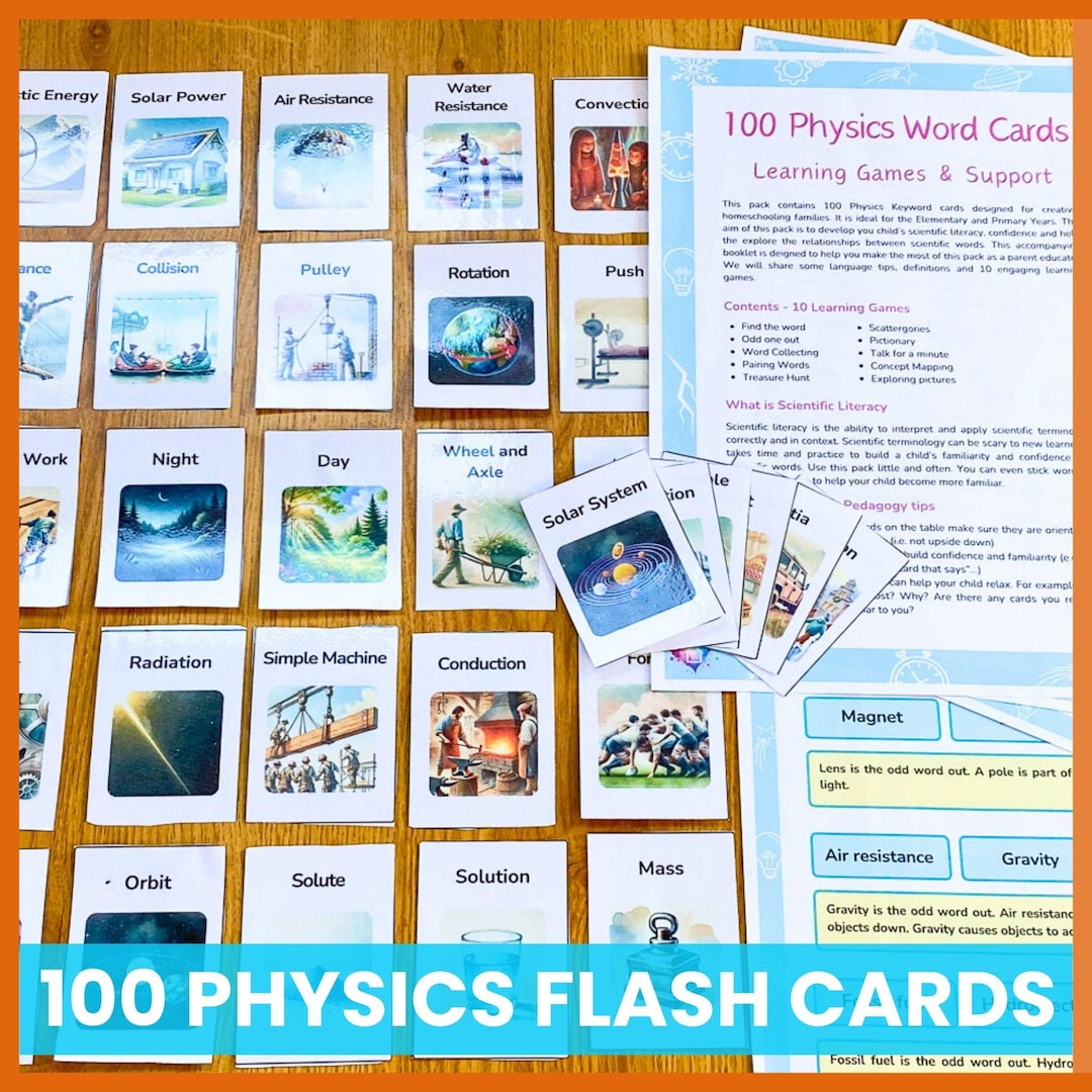 Physics Flash Cards - 100 Key Words - Homeschooling Science - Teacher ...