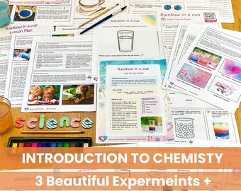 Chemistry Experiments for kids - watercolour science experiments - Lesson plans, Worksheets, Video Tutorials - homeschool digital download